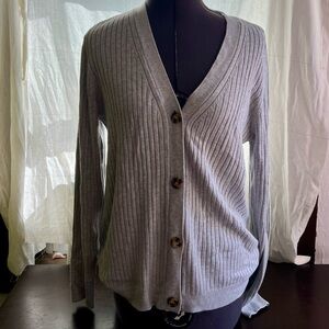 Soft Surroundings Light Gray Ribbed Sweater